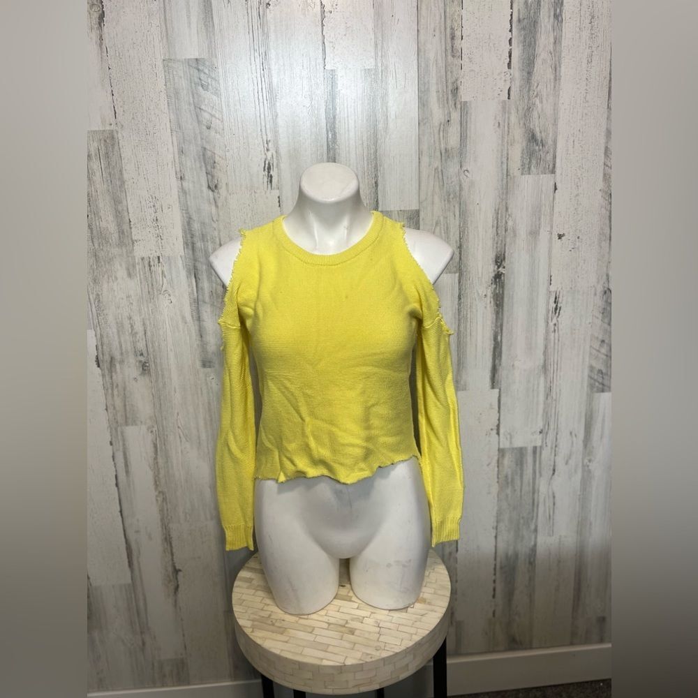 Cotton On Cold Shoulder High-Low Knit Sweater Womens XS/TP Bright Yellow